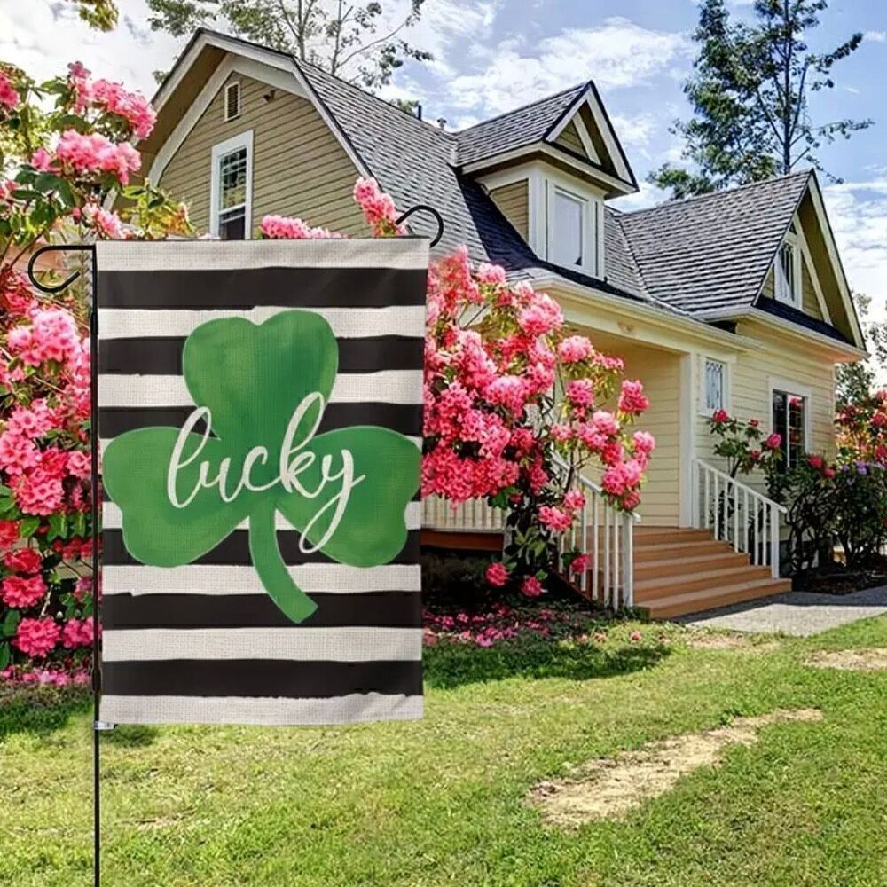 St Patrick's Day Garden Flag Shamrock Clover Green Lucky Yard Holiday Decor